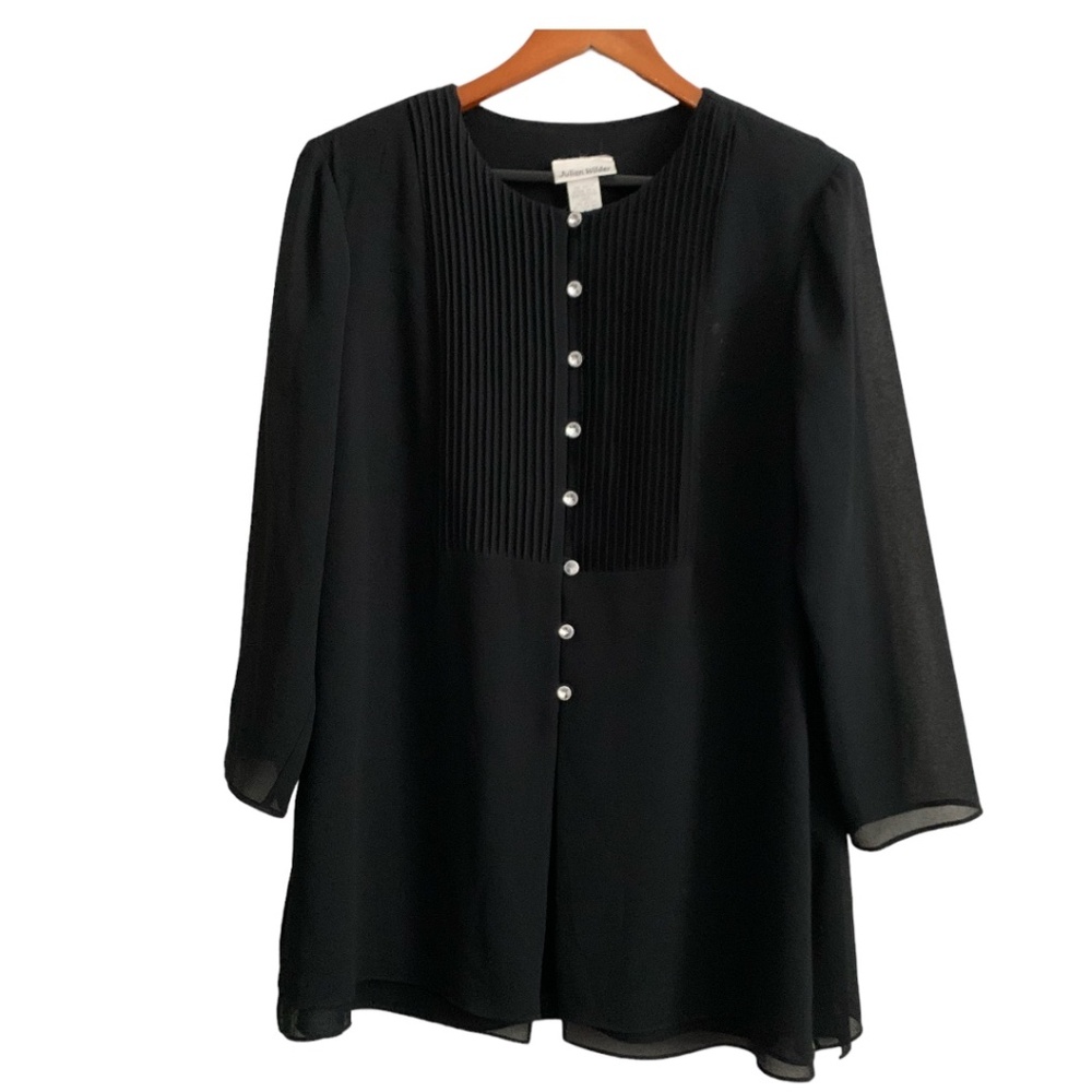 Black Pleated Front Button Tunic (Bin 2)